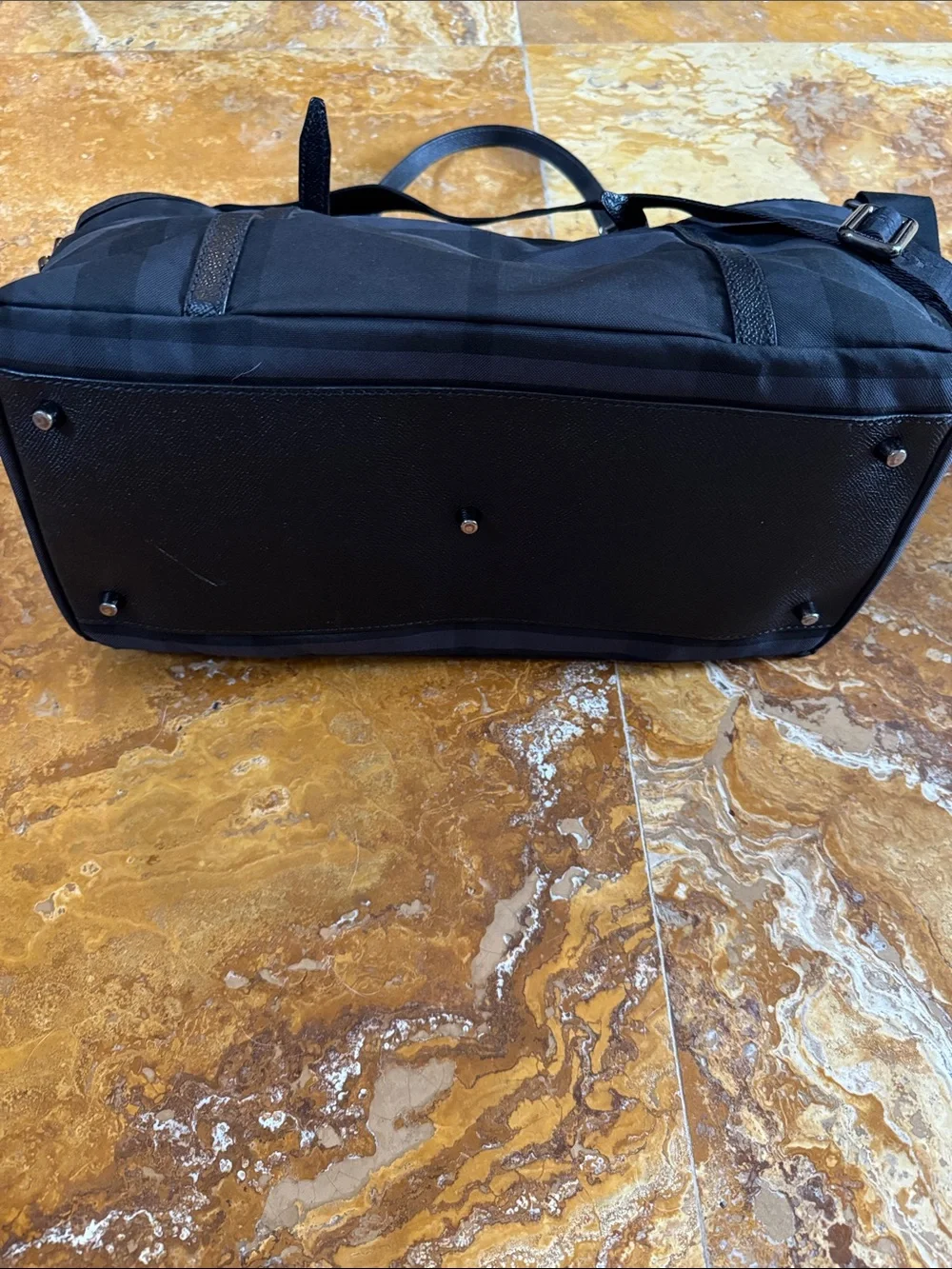 Burberry Black Check Pattern Diaper Tote Bag